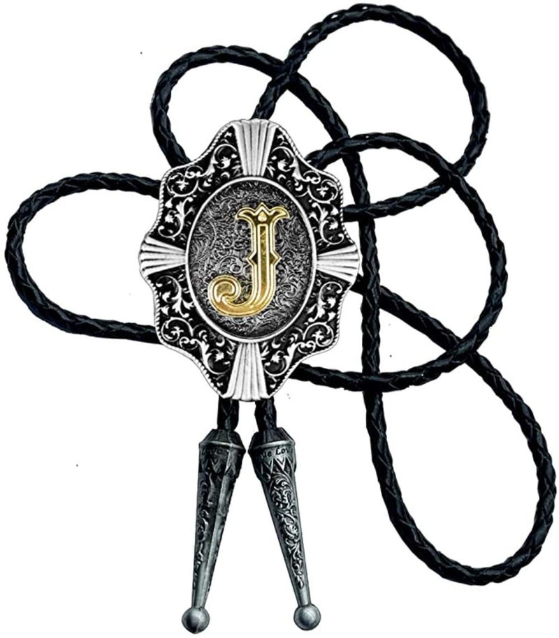 KECOL Mens Initial Letter Bolo Tie Western Cowboy Aalphabet A to Z Necktie for Men Women - Image 1